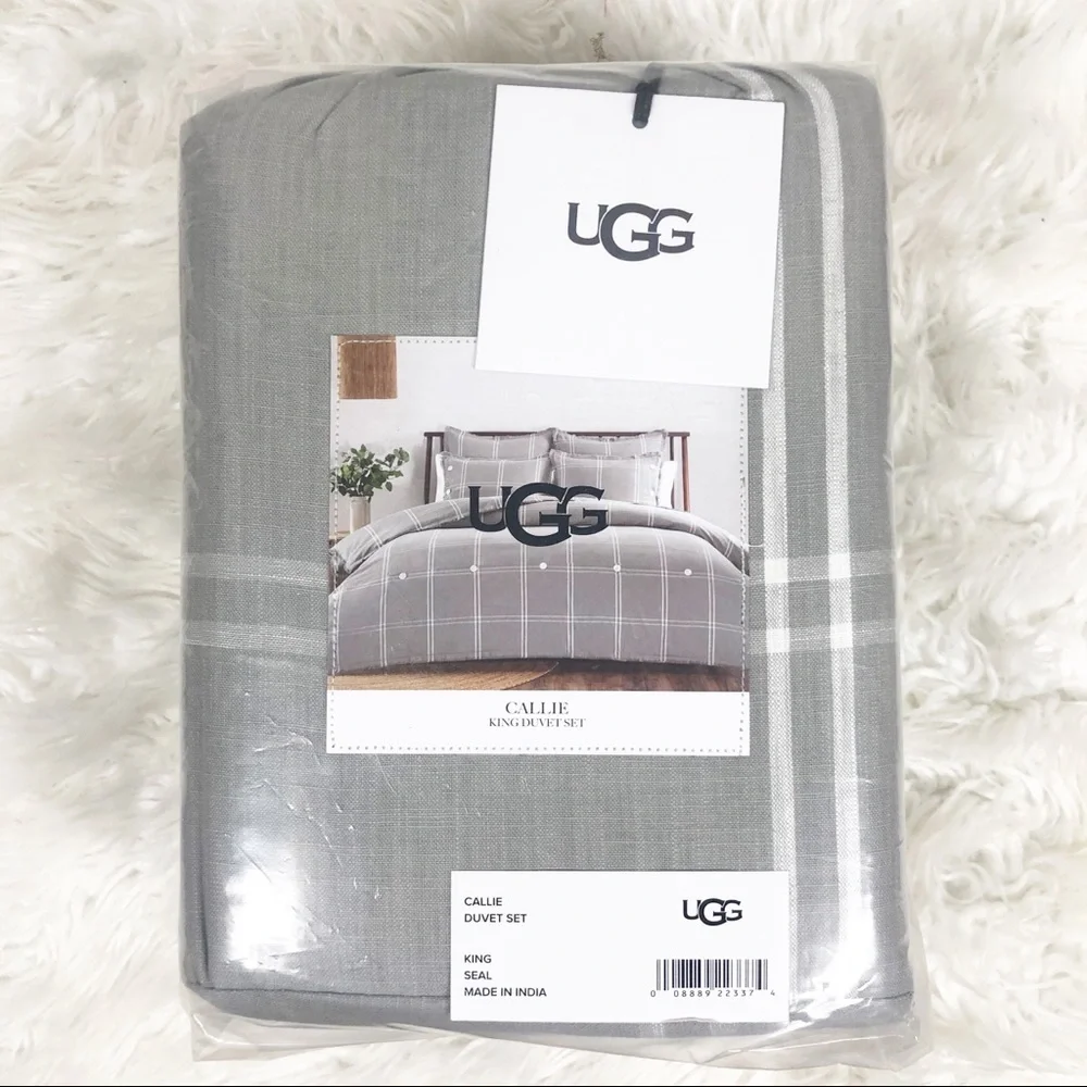 UGG Callie Washed Yarn Dyed Cotton Duvet Set King Size in Gray